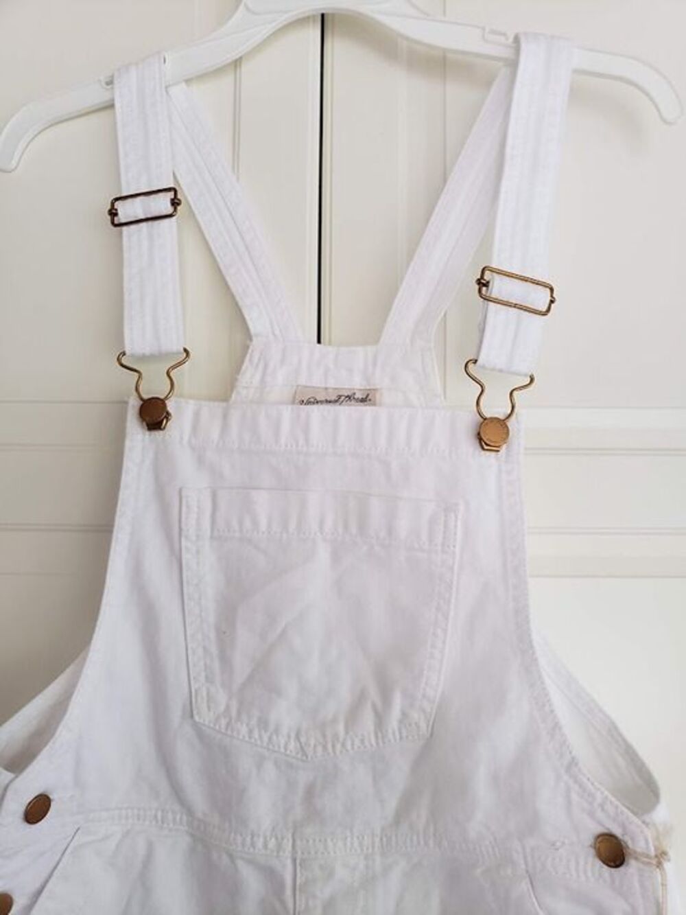Universal Thread Denim Boyfriend Shortalls Short Overalls - White - Size 0 - NEW - Picture 5 of 6